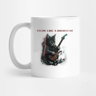 Feline like a rockstar - Cat playing guitar Mug